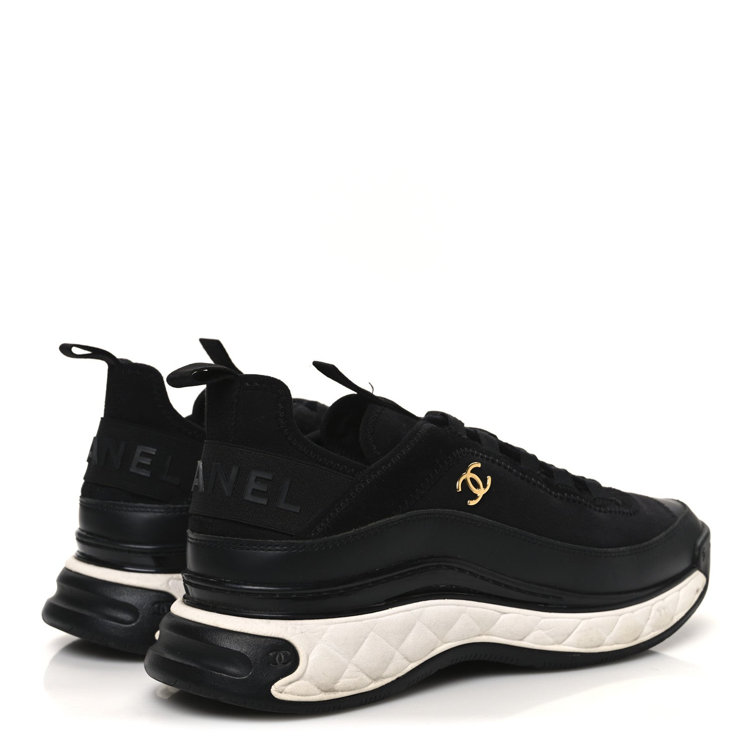 Chanel Velvet Calfskin Mixed Fibers CC Sneakers 39 Black 5 of 9