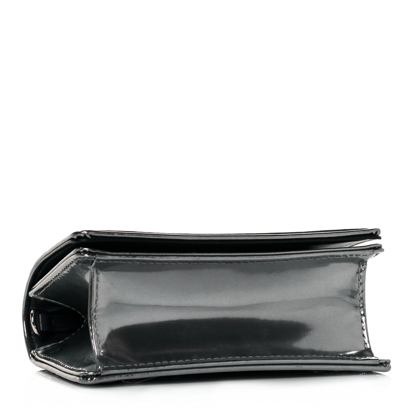 Metallic Patent Micro-Cannage Baby Diorama Flap Bag Silver