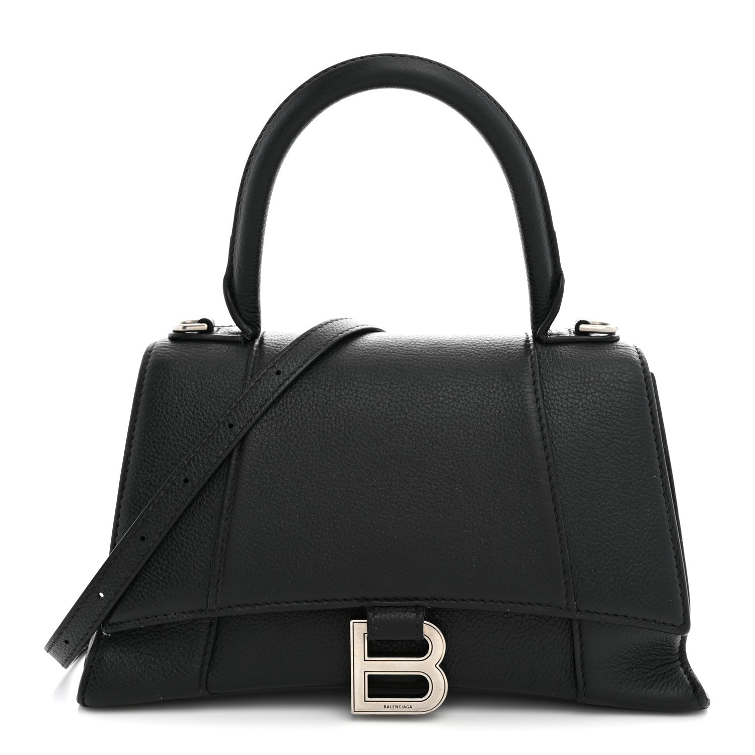 Balenciaga Grained Calfskin Small Hourglass Top Handle Bag Black 1 of 15