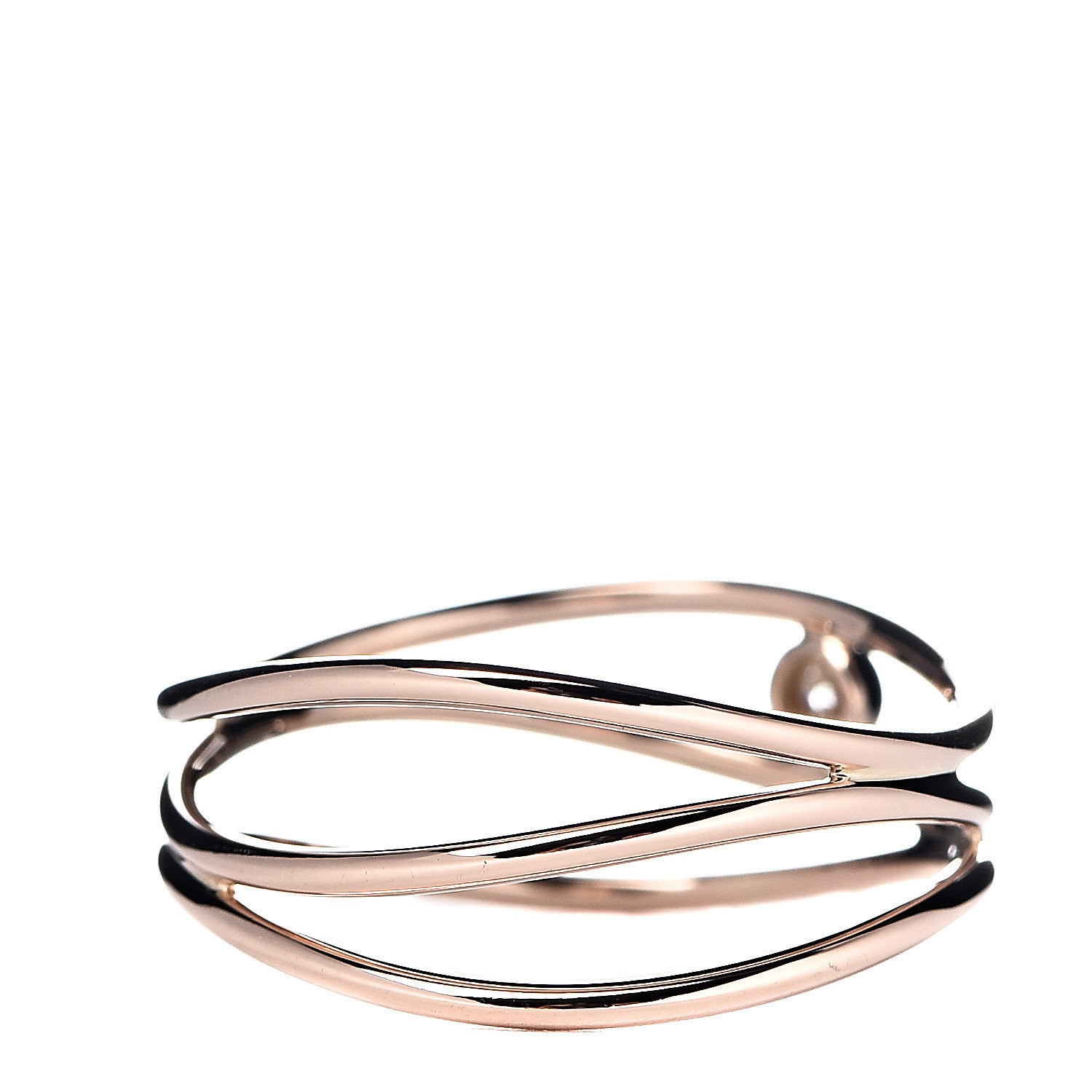 Tiffany 18K Rose Gold Diamond Elsa Peretti 3 Row Wave Ring 57 8 3 of 5