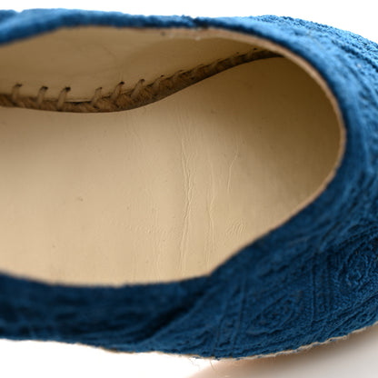 Chanel Velvet Grosgrain Quilted Camellia CC Espadrilles 37 Navy Black 12 of 13