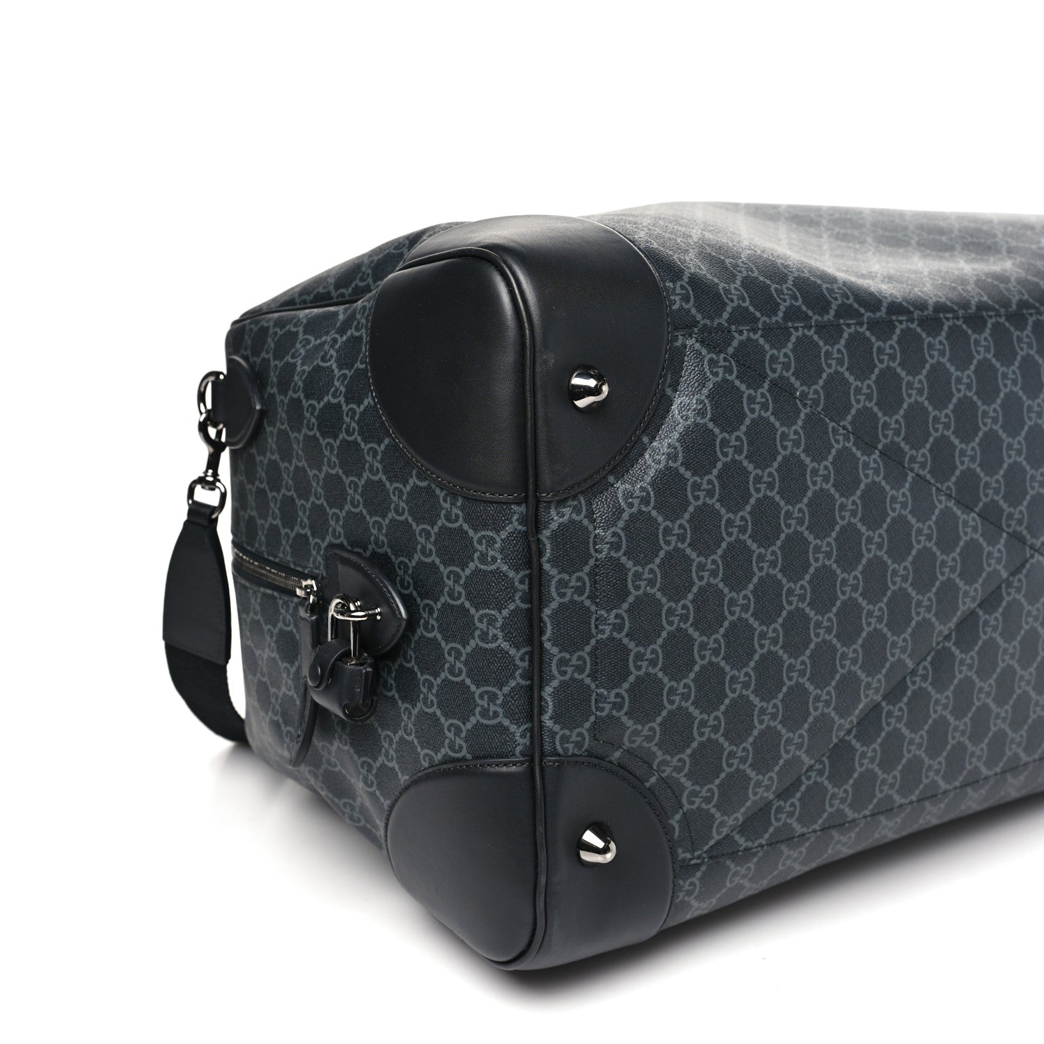 Gucci GG Supreme Monogram Calfskin GG Emblem Large Duffle Bag Black Grey 8 of 9