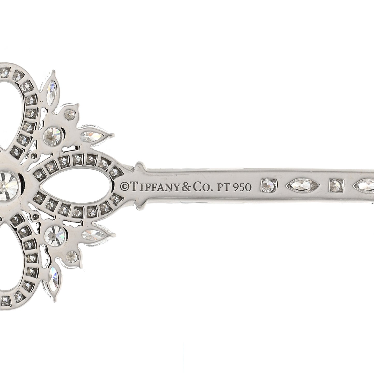 Platinum Diamond Victoria Key Pendant Necklace 24"