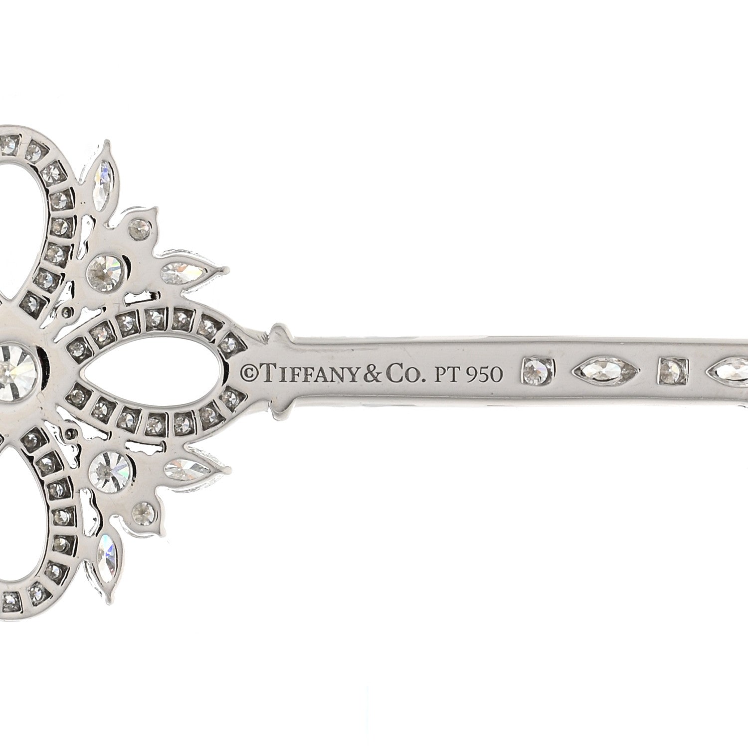 Tiffany Platinum Diamond Victoria Key Pendant Necklace 24" 4 of 4