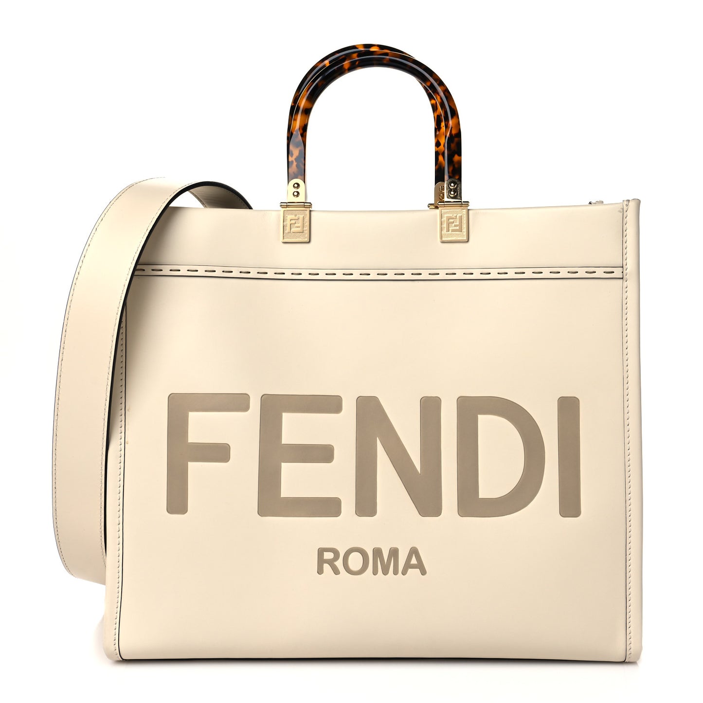 Vitello King Plexiglass Medium Fendi Sunshine Shopper Tote White Ice