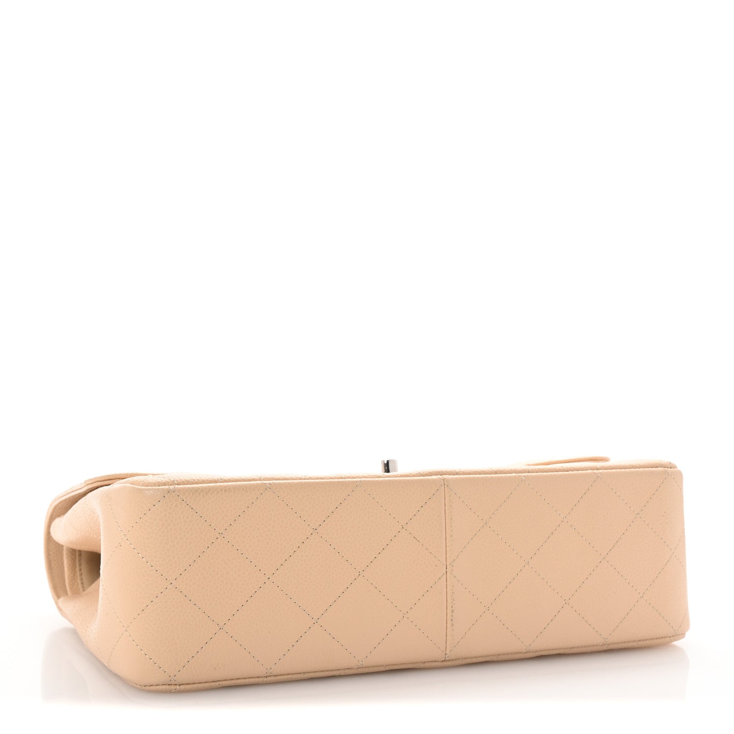 Caviar Quilted Jumbo Double Flap Light Beige