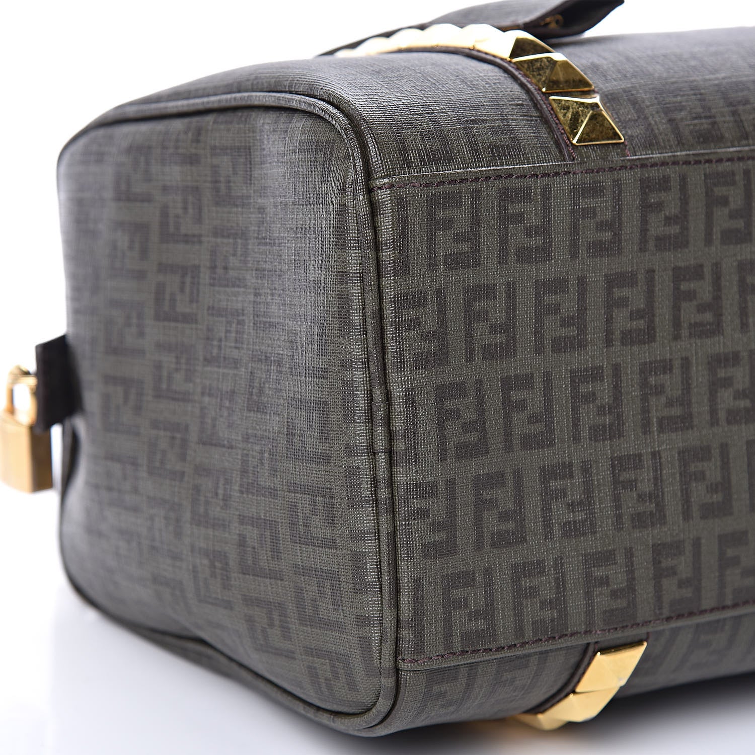 Fendi Zucchino Spalmati Studded Small Forever Boston Verde 9 of 10