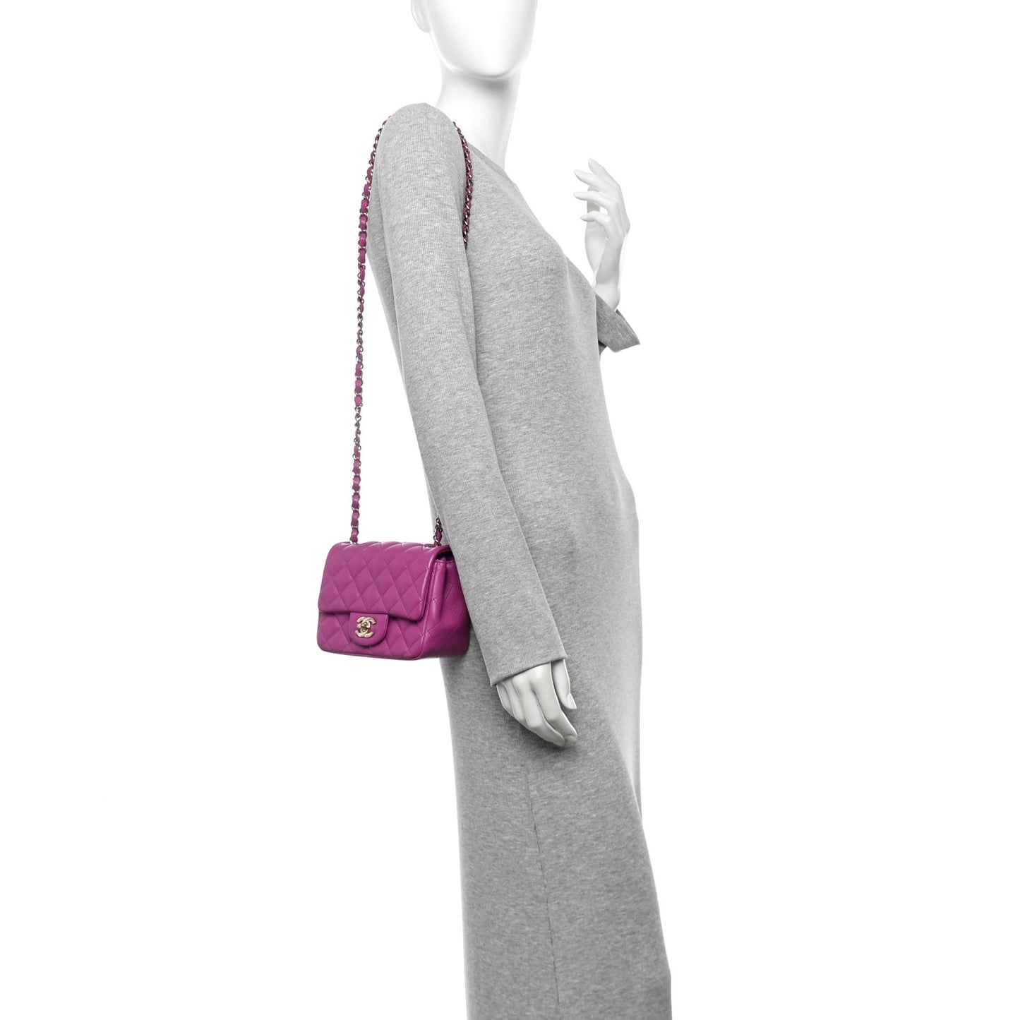 Lambskin Quilted Mini Square Flap Purple