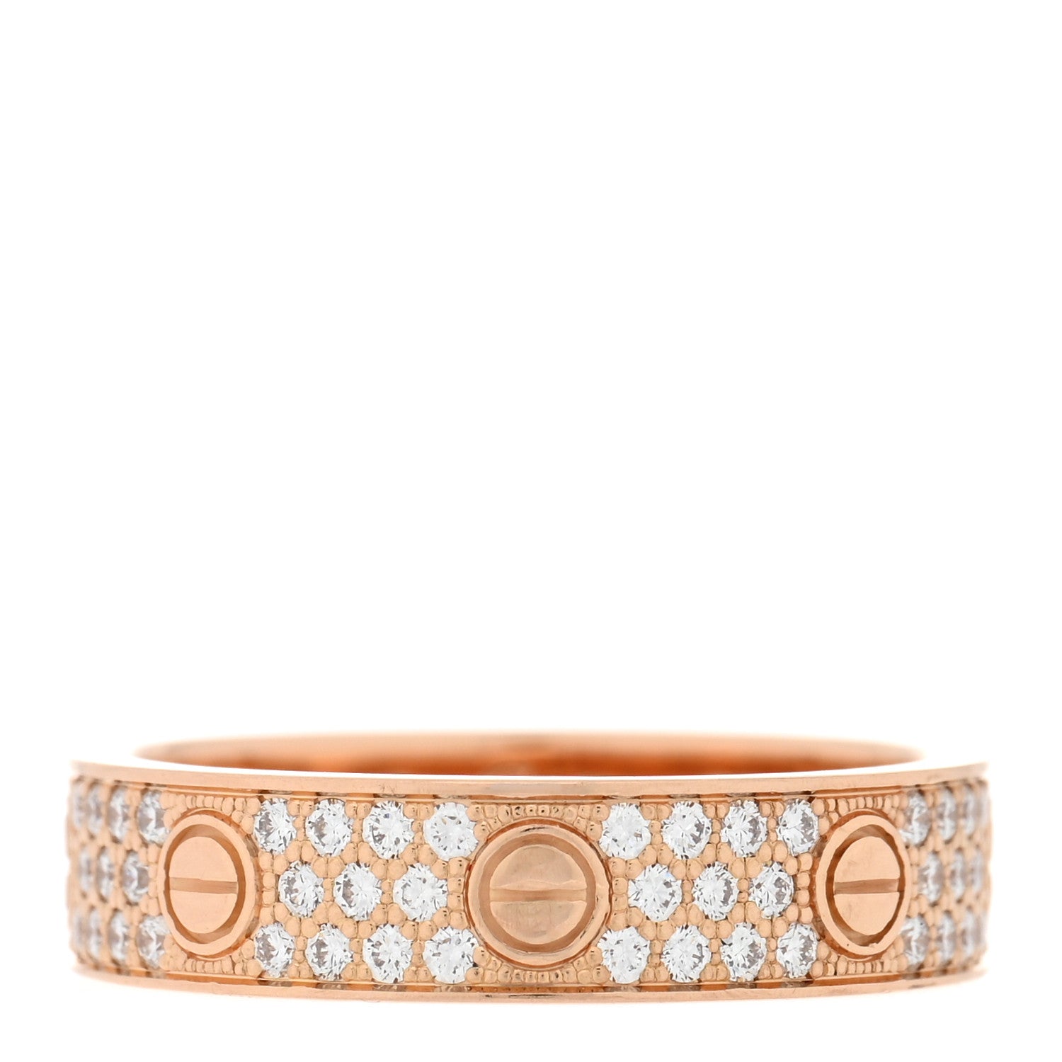 Cartier 18K Pink Gold Diamond 5mm LOVE Wedding Paved Band Ring 53 6.5 1 of 5
