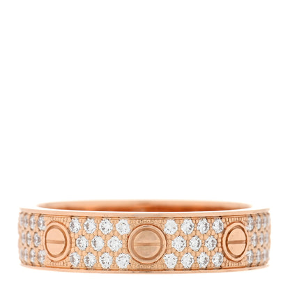 Cartier 18K Pink Gold Diamond 5mm LOVE Wedding Paved Band Ring 53 6.5 1 of 5
