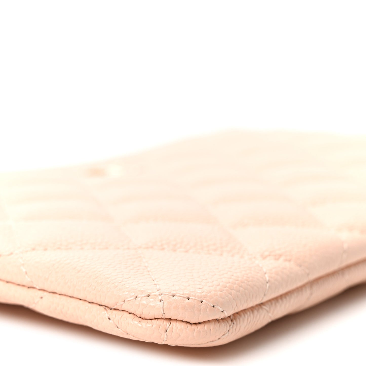 Caviar Quilted Small Zipped Pouch Light Beige