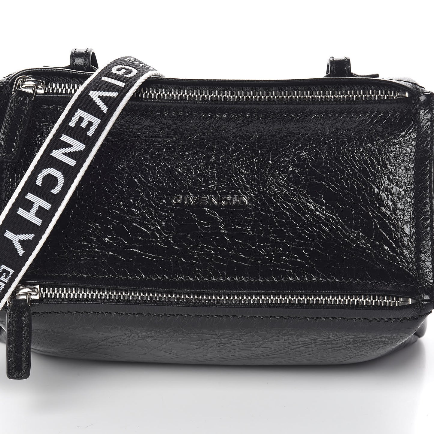 Crinkled Patent Deerskin Mini Pandora Black