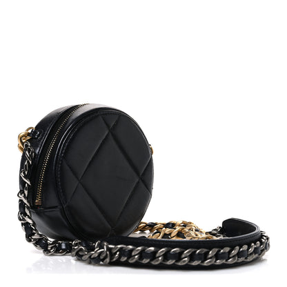 Chanel Lambskin Quilted Chanel 19 Round Clutch With Chain Black 3 of 10