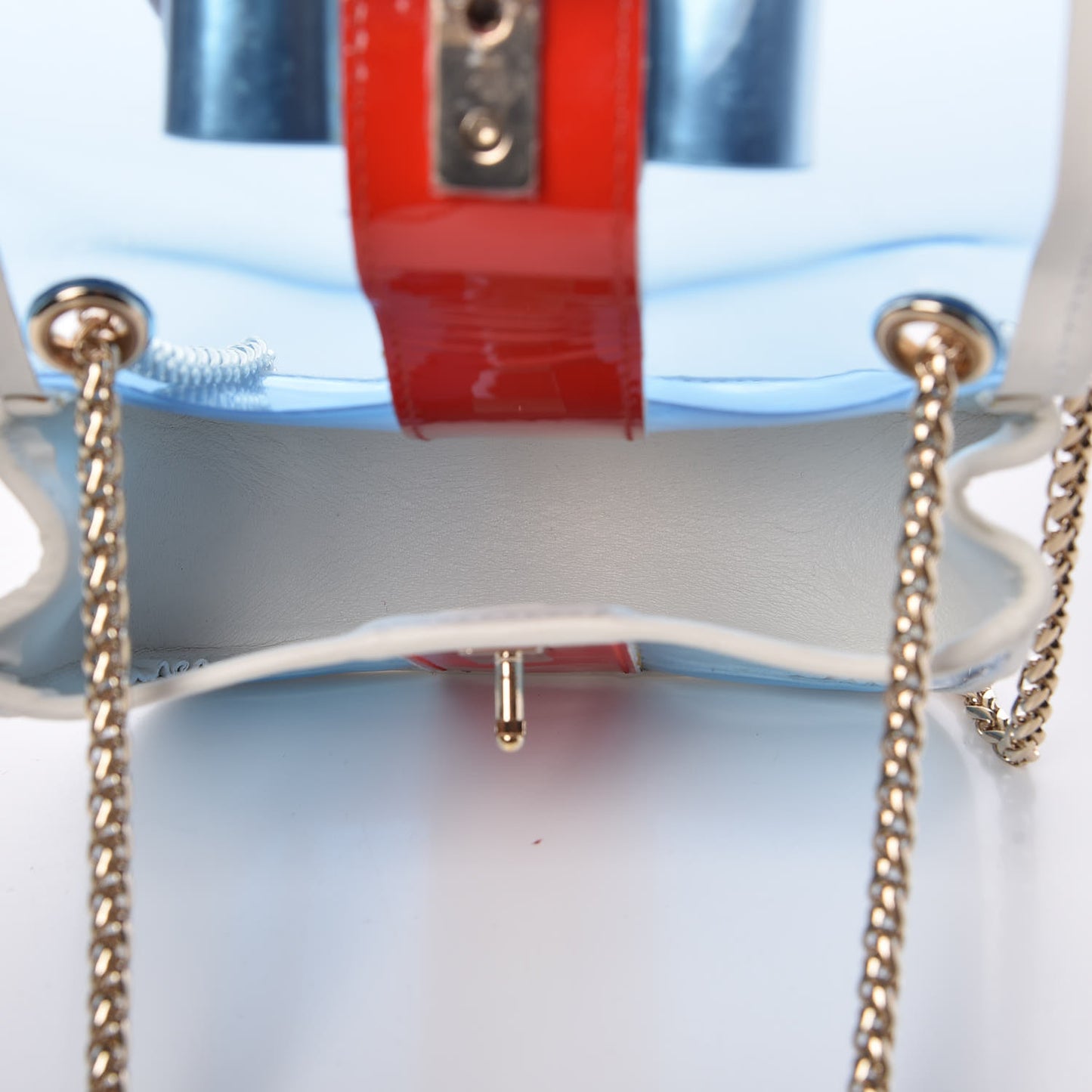 PVC Patent Spiked Sweety Charity Crossbody Bag Aquamarina Corazon