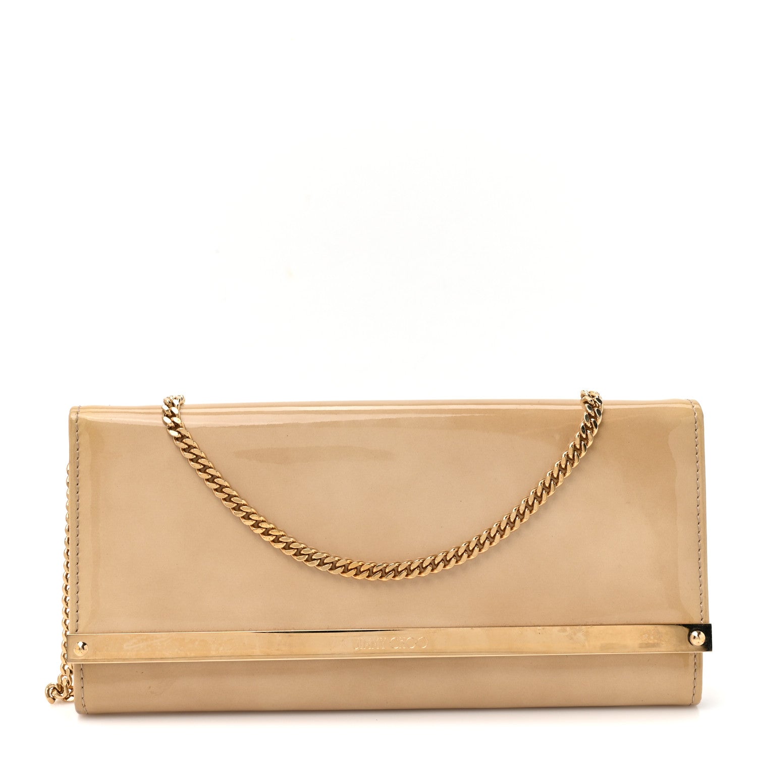 Jimmy Choo Patent Suede Milla Wallet on Chain Nude 1 of 12