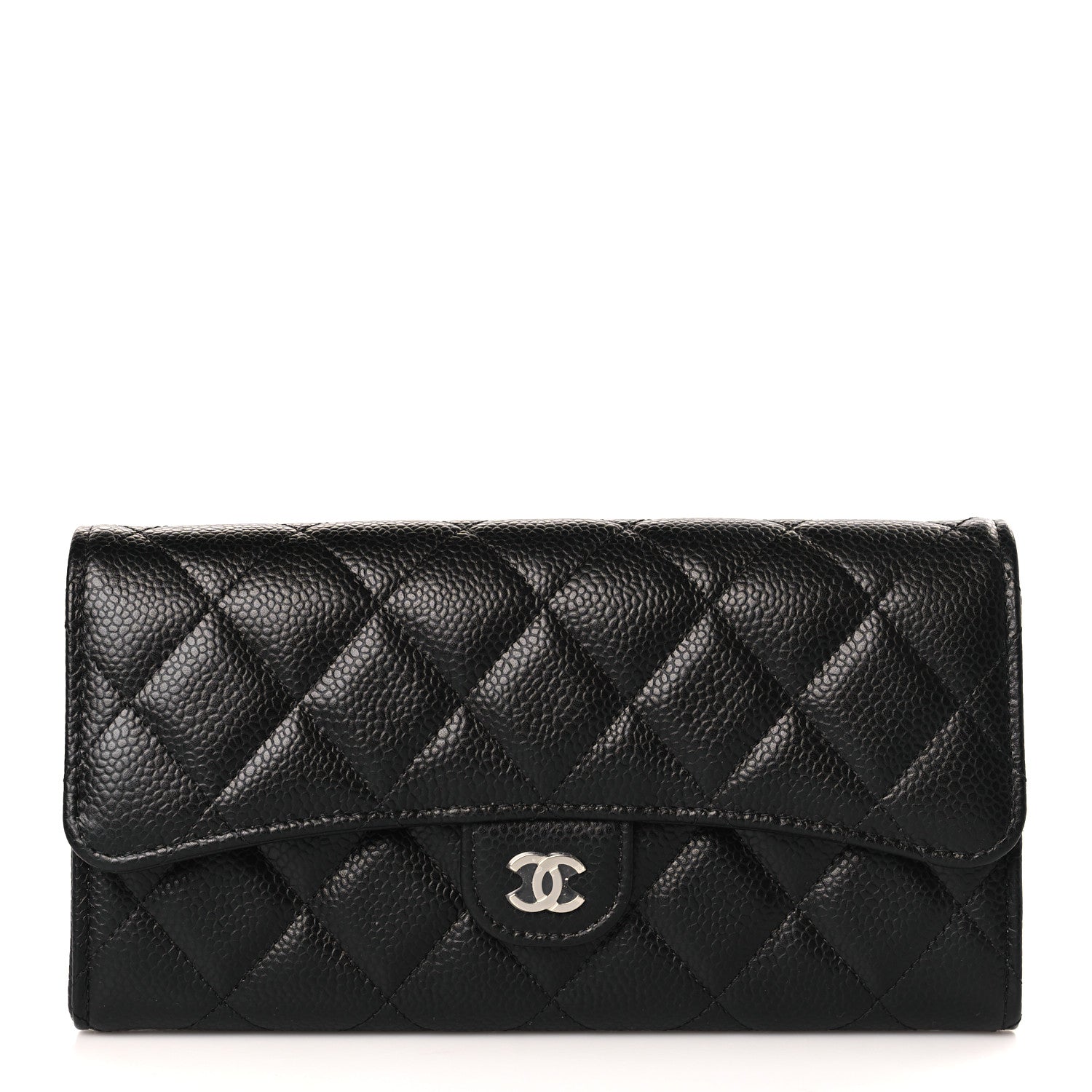 Chanel Caviar Quilted Large Gusset Flap Wallet Black 1 of 9