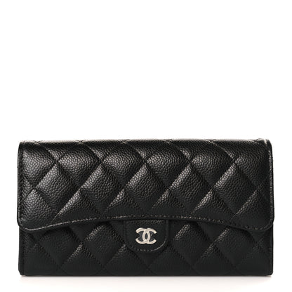 Chanel Caviar Quilted Large Gusset Flap Wallet Black 1 of 9
