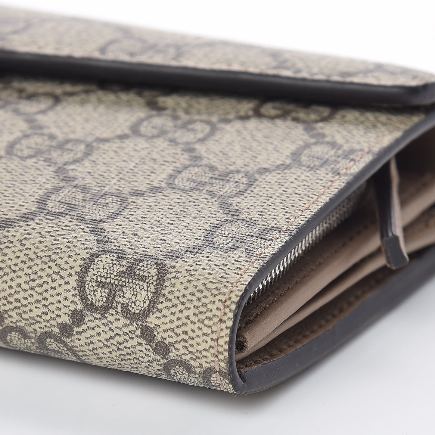 GG Supreme Monogram Dionysus Chain Clutch Wallet Beige Taupe