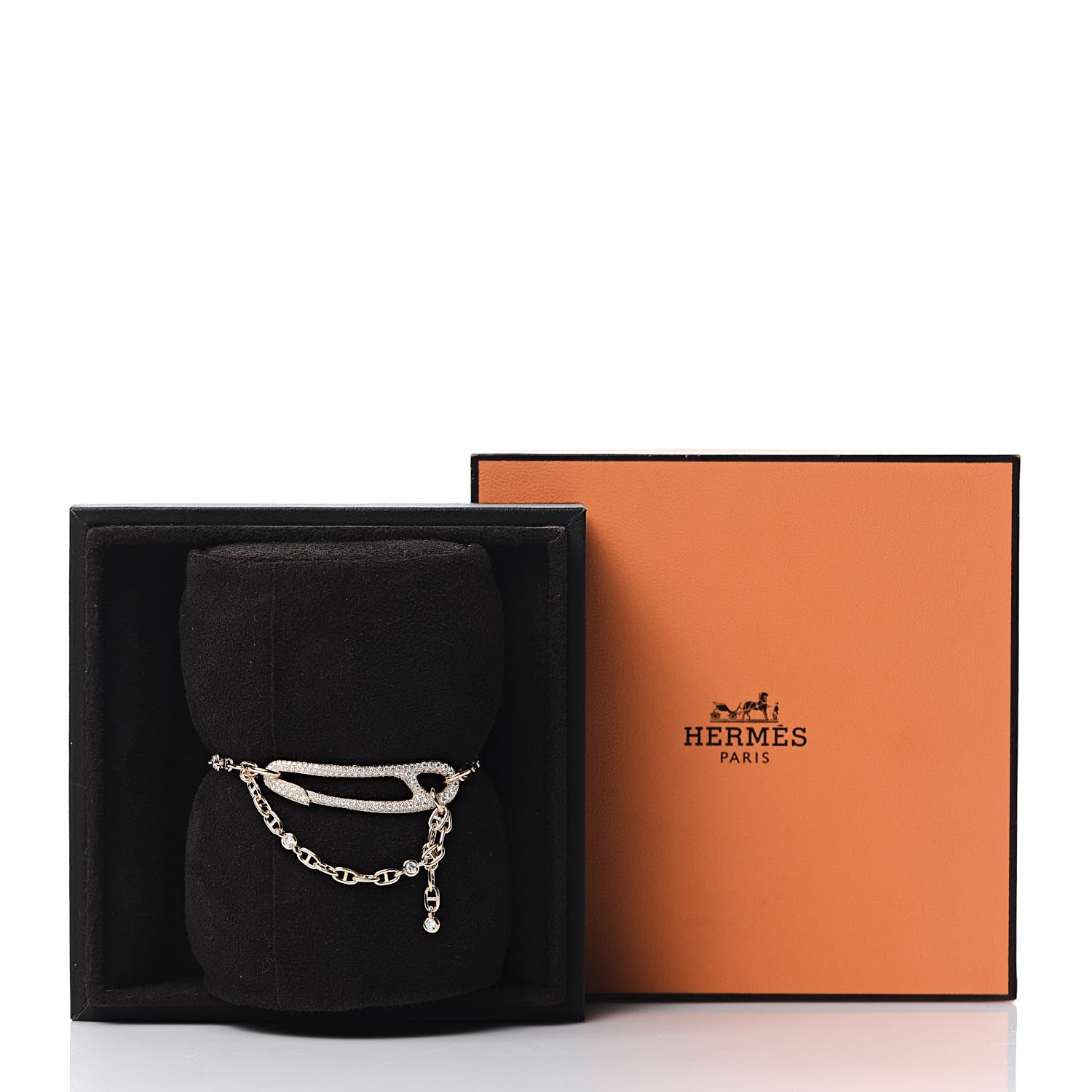 Hermes 18K Rose Gold Pave Diamond MM Chaine d'Ancre Punk Bracelet SH 4 of 4