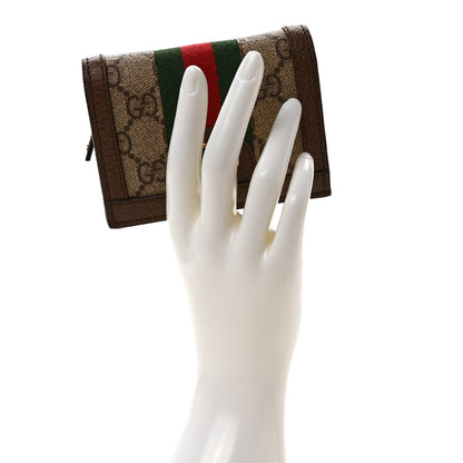 Gucci GG Supreme Monogram Web Ophidia Card Case Beige New Acero 2 of 6