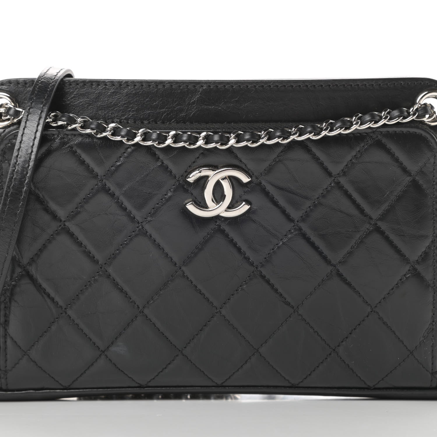 Chanel Aged Calfskin Quilted Shoulder Bag Black 8 of 13