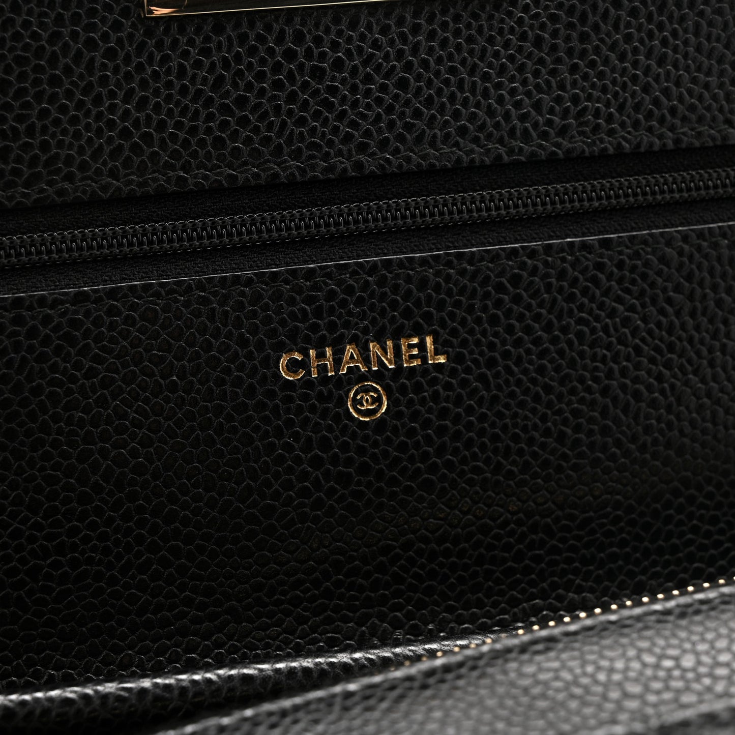 Caviar Quilted Golden Class Wallet On Chain WOC Black