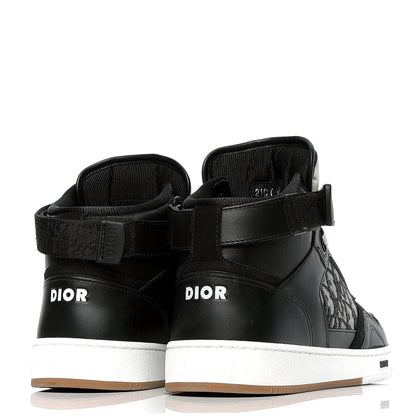 Christian Dior Smooth Calfskin Jacquard Oblique Mens B27 Mid Top Sneakers 42 Black Blue 3 of 5