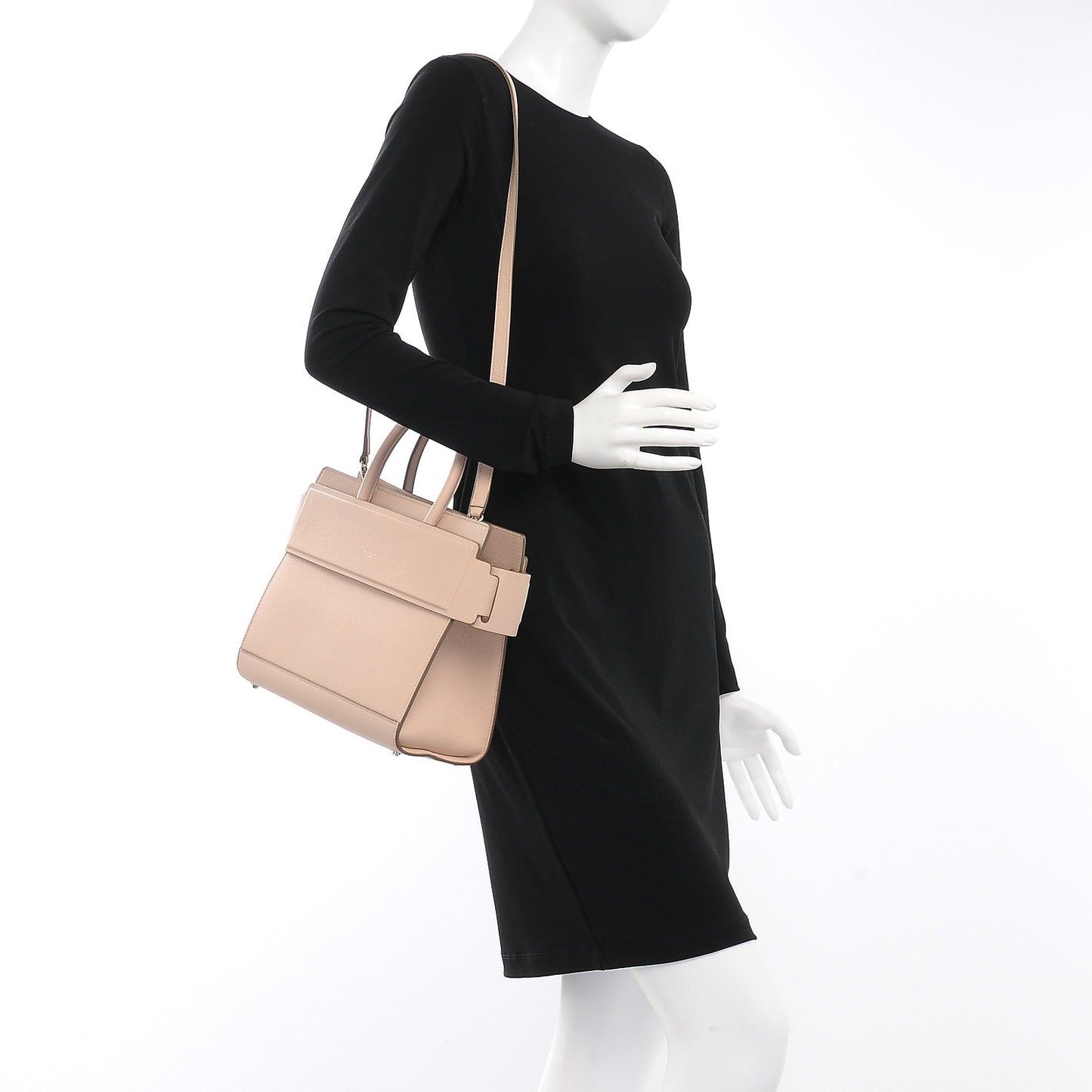 Grained Calfskin Small Horizon Satchel Nude Pink