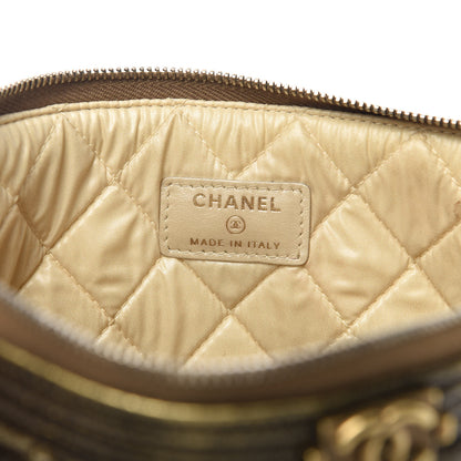 Chanel Cracked Metallic Calfskin Quilted Medium Boy Cosmetic Case Gold 7 of 9