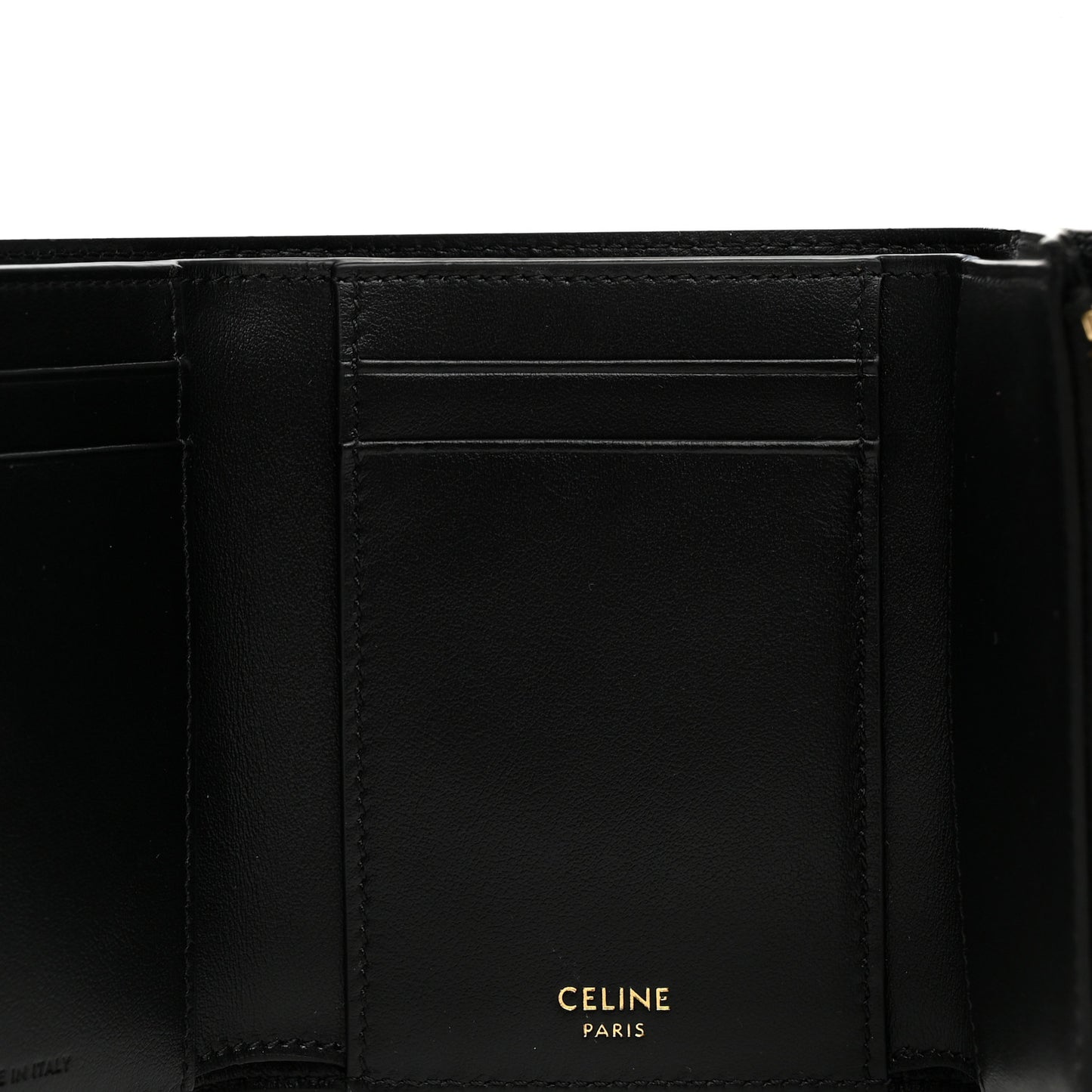 Grained Calfskin Triomphe Fine Strap Wallet Black