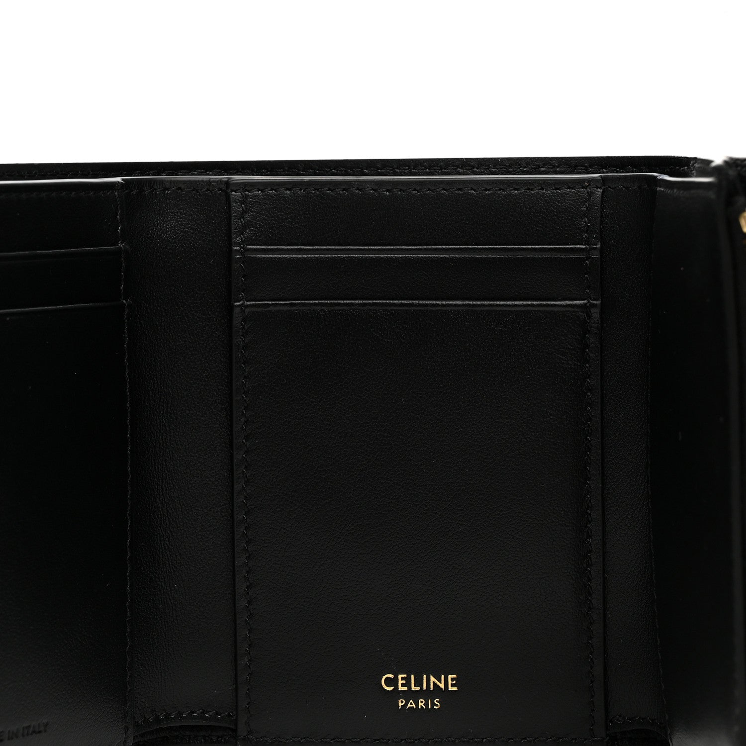 Celine Grained Calfskin Triomphe Fine Strap Wallet Black 5 of 9