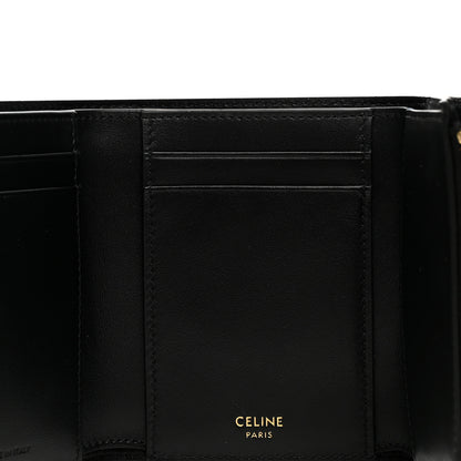 Celine Grained Calfskin Triomphe Fine Strap Wallet Black 5 of 9