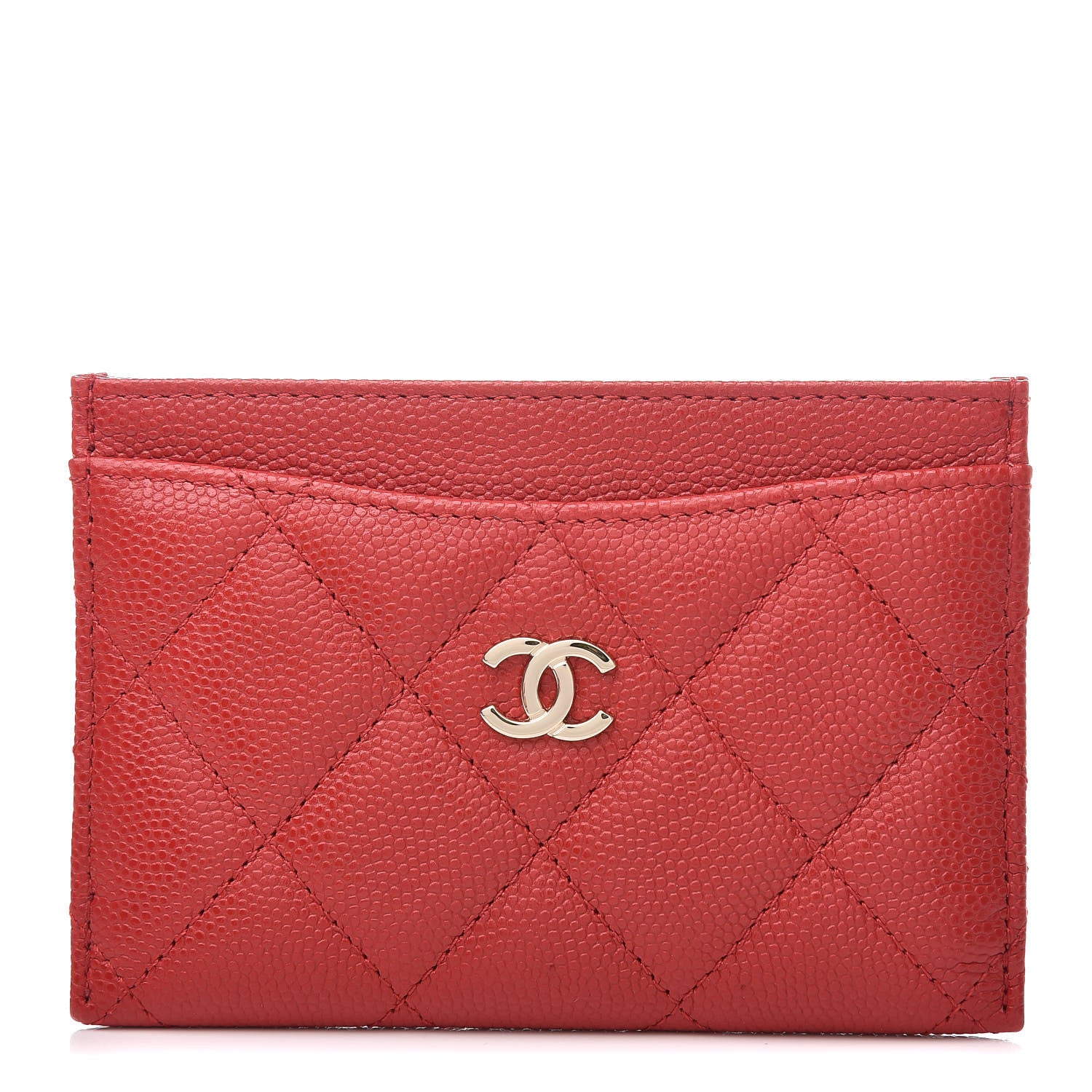 Chanel Caviar Quilted Card Holder Red 1 of 9