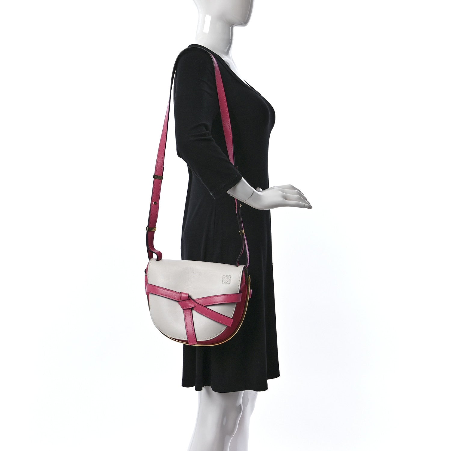 Loewe Calfskin Small Metal Gate Crossbody Bag Wild Rose White 2 of 11