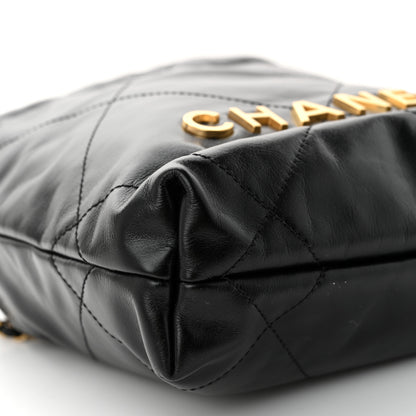 Chanel Shiny Calfskin Quilted Mini Chanel 22 Black 9 of 10