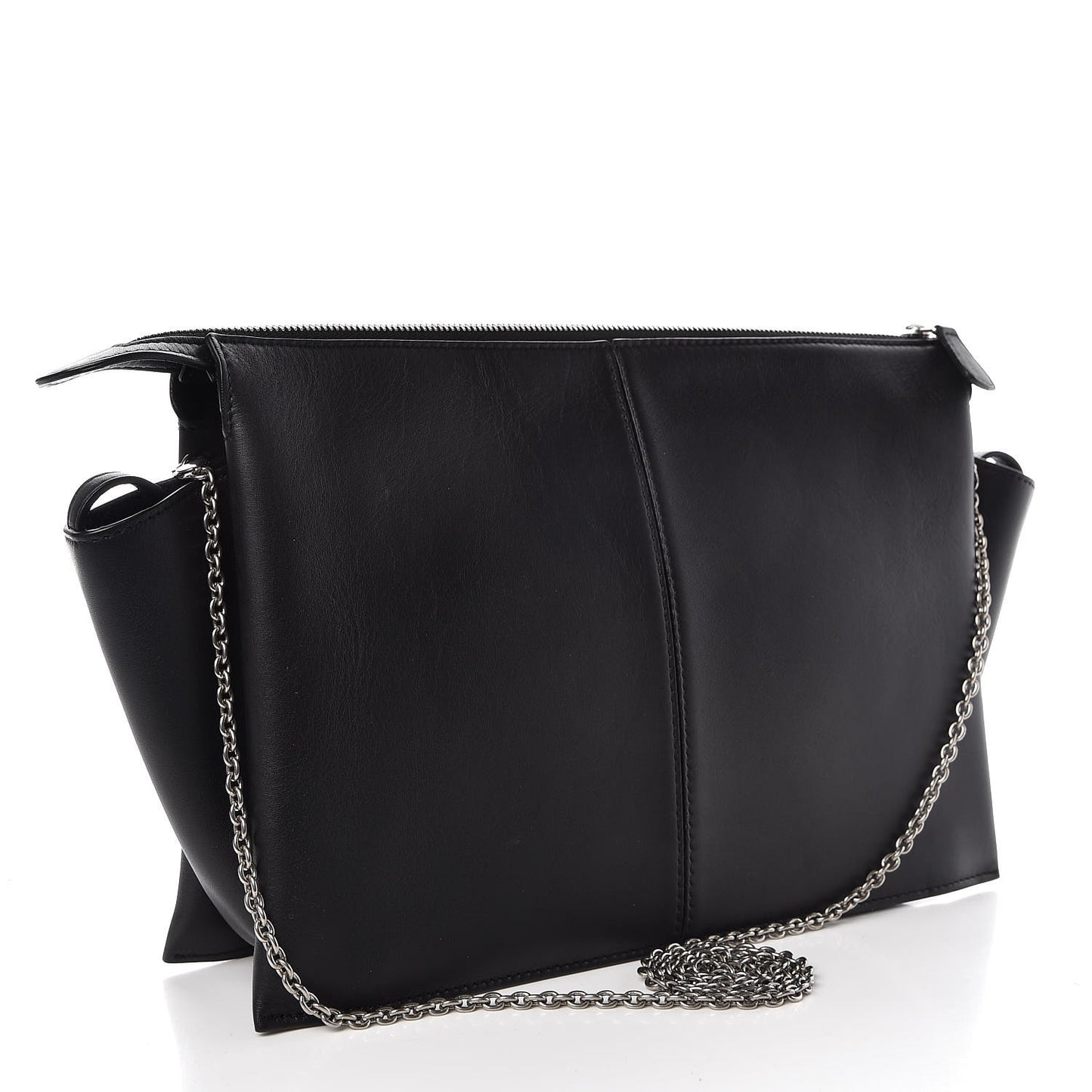 Supple Natural Calfskin Tri-Fold Clutch Black
