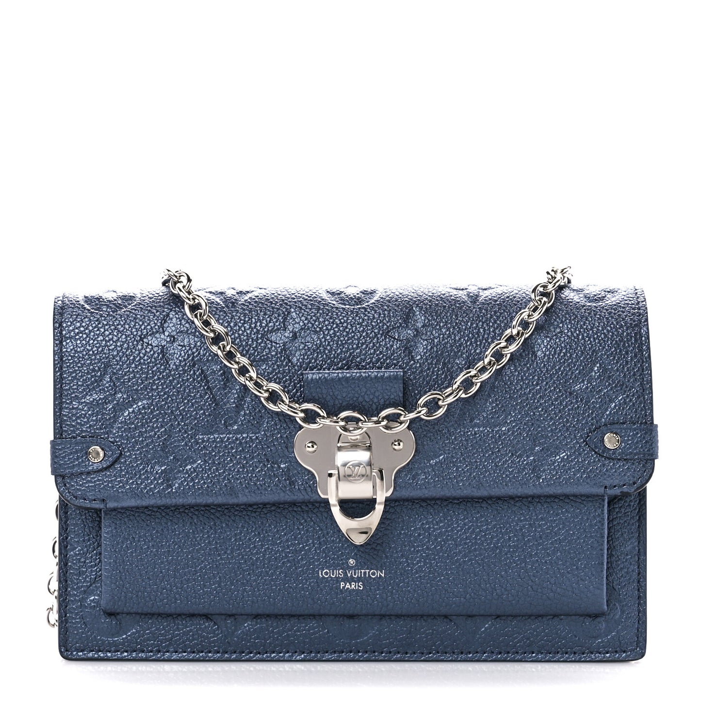 Metalli Empreinte Monogram Vavin Chain Wallet Navy Nacre