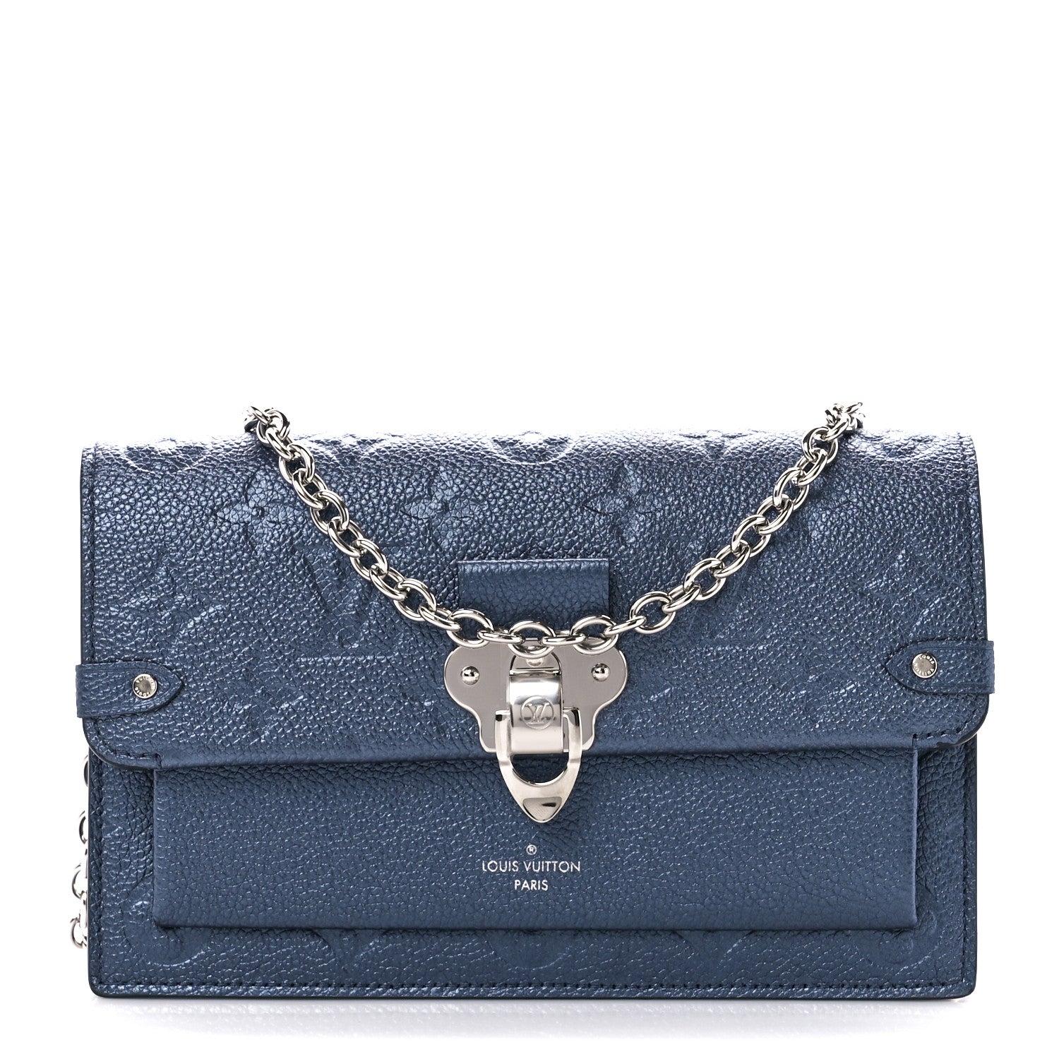 Louis Vuitton Metalli Empreinte Monogram Vavin Chain Wallet Navy Nacre 1 of 10