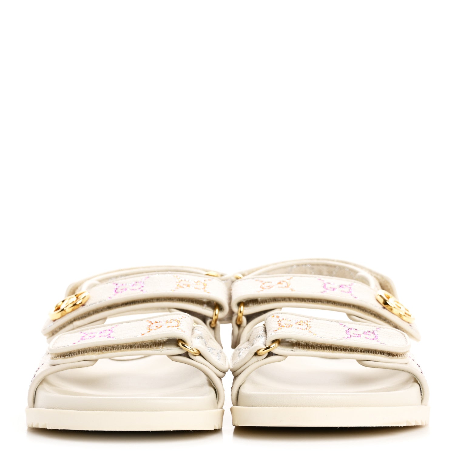 Gucci Canvas Lame Crystal GG Monogram Double G Womens Dad Sandals