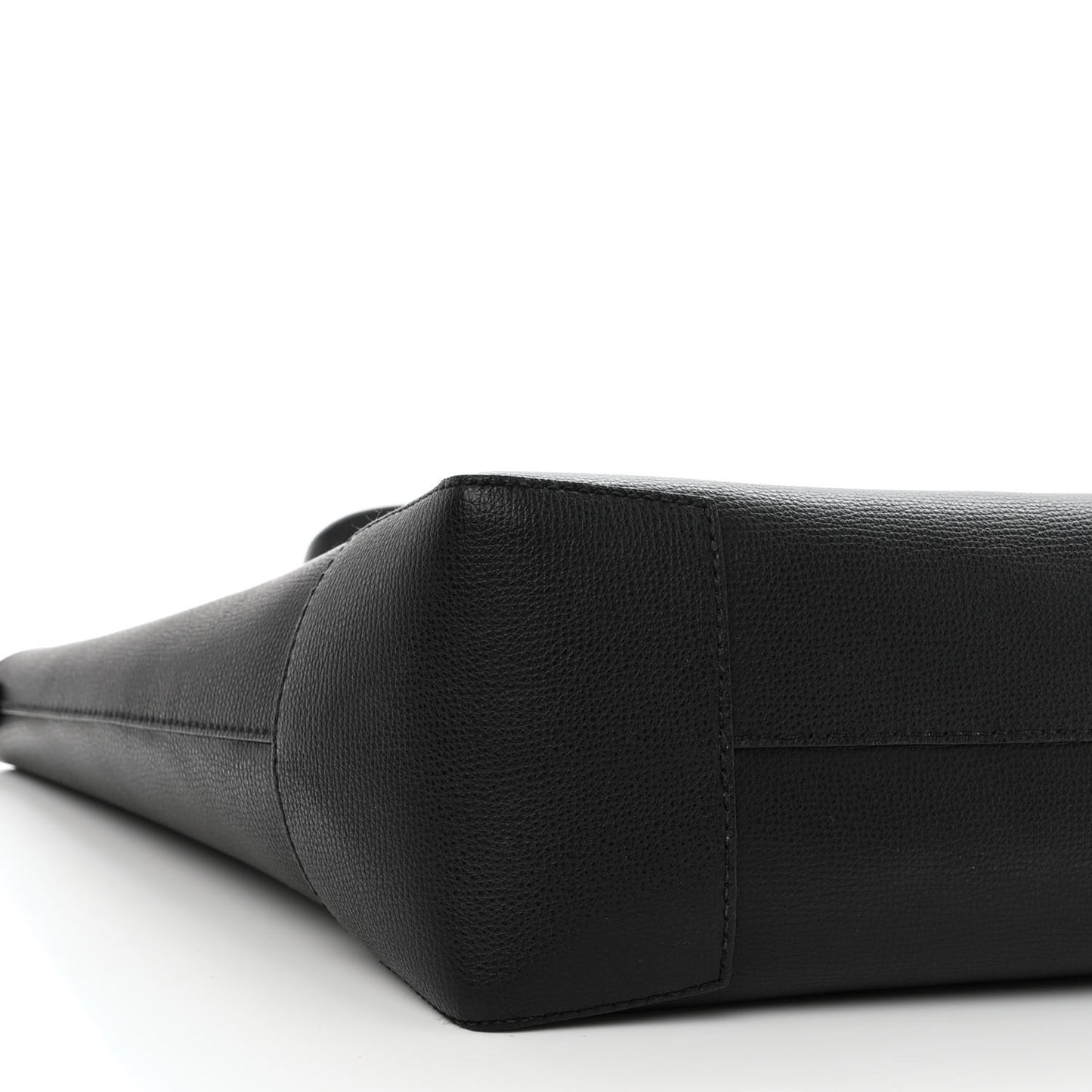 Calfskin TB Motif Embossed Tote Black