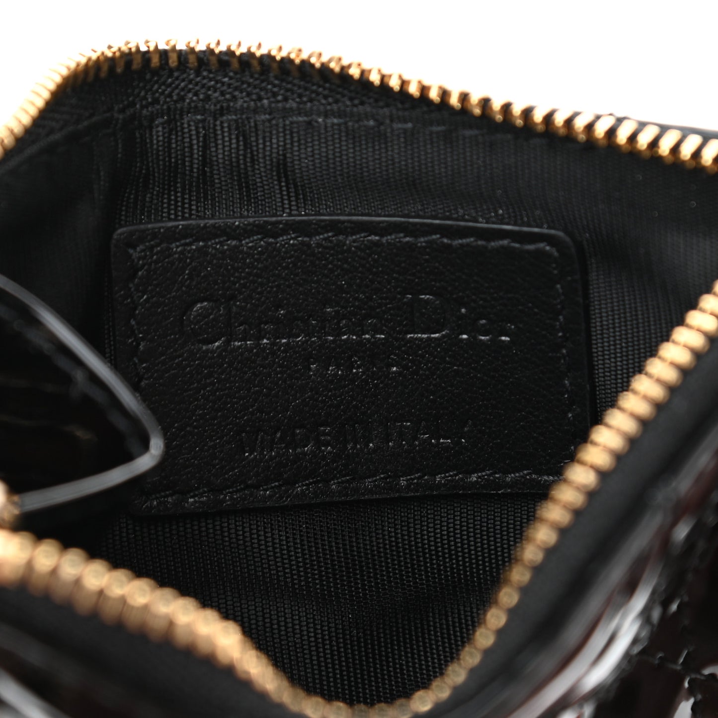 Patent Cannage Lady Dior Key Pouch Black