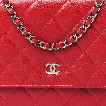 Chanel Caviar Quilted Wallet on Chain WOC Red 9 of 11