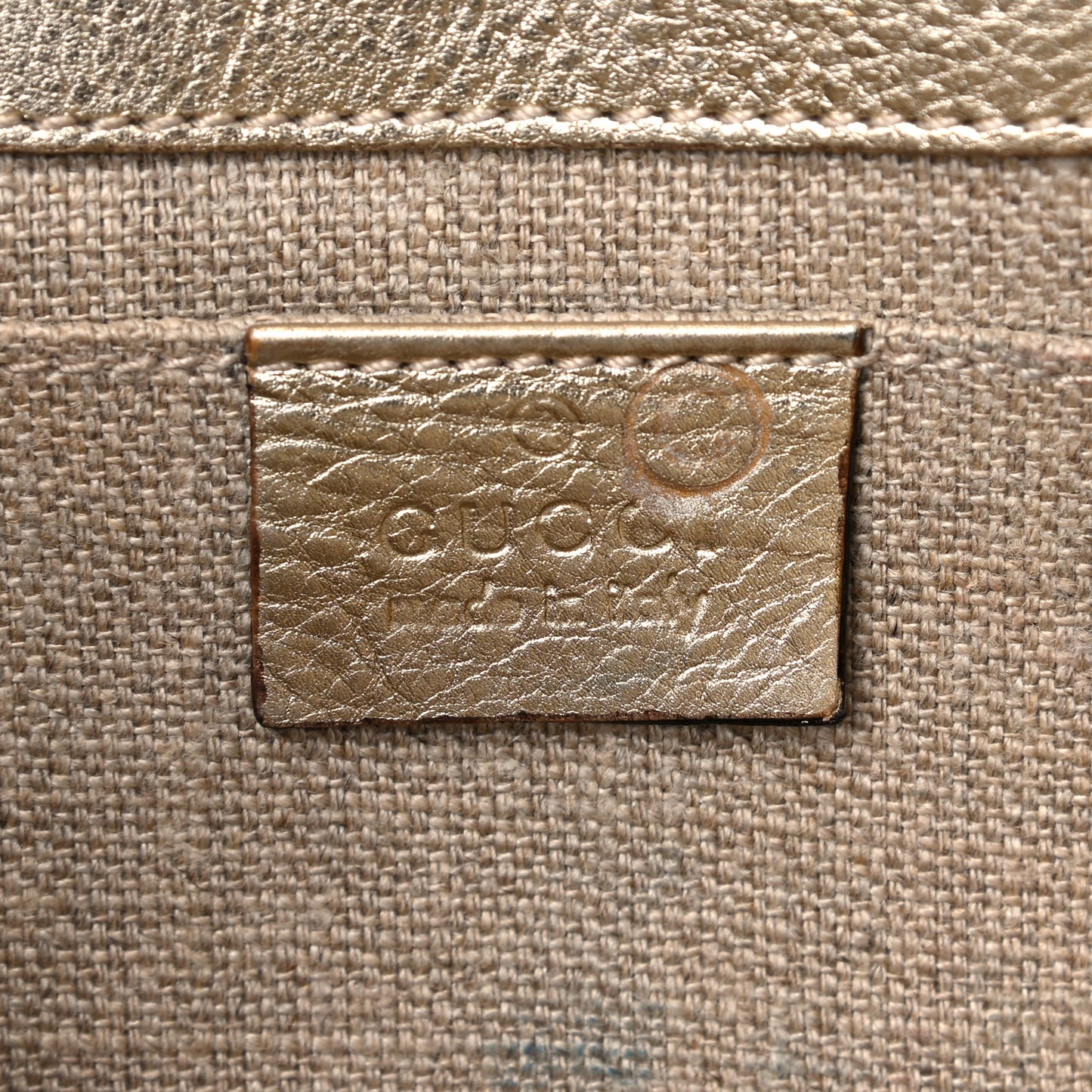 Metallic Calfskin Studded Horsebit Clutch Bag Gold