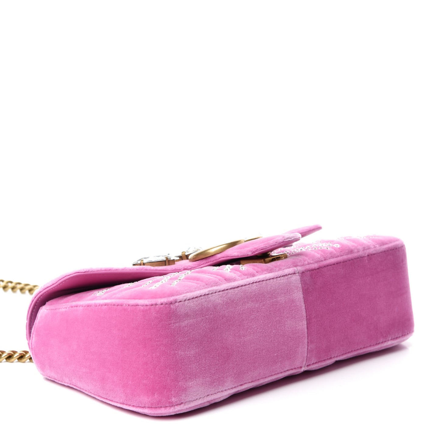 Velvet Matelasse Marquise Crystals Embroidered Small GG Marmont Shoulder Bag Malva