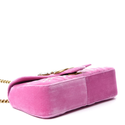 Gucci Velvet Matelasse Marquise Crystals Embroidered Small GG Marmont Shoulder Bag Malva 4 of 10