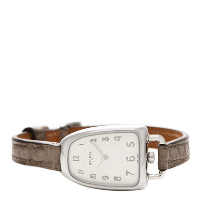 Hermes Stainless Steel Alligator 20mm Galop Quartz Watch Gris Elephant 2 of 5