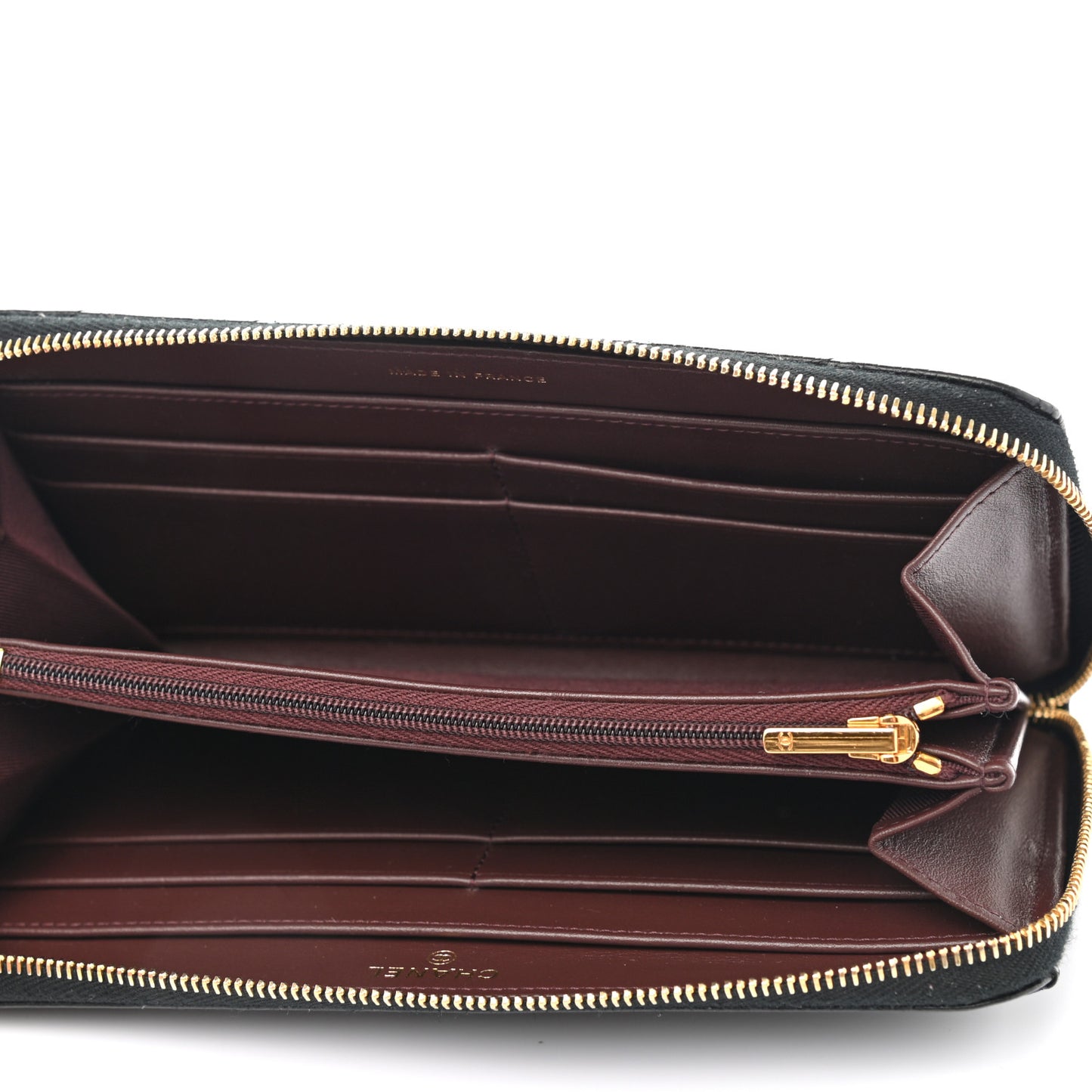 Caviar Quilted Large Gusset Zip Around Wallet Black