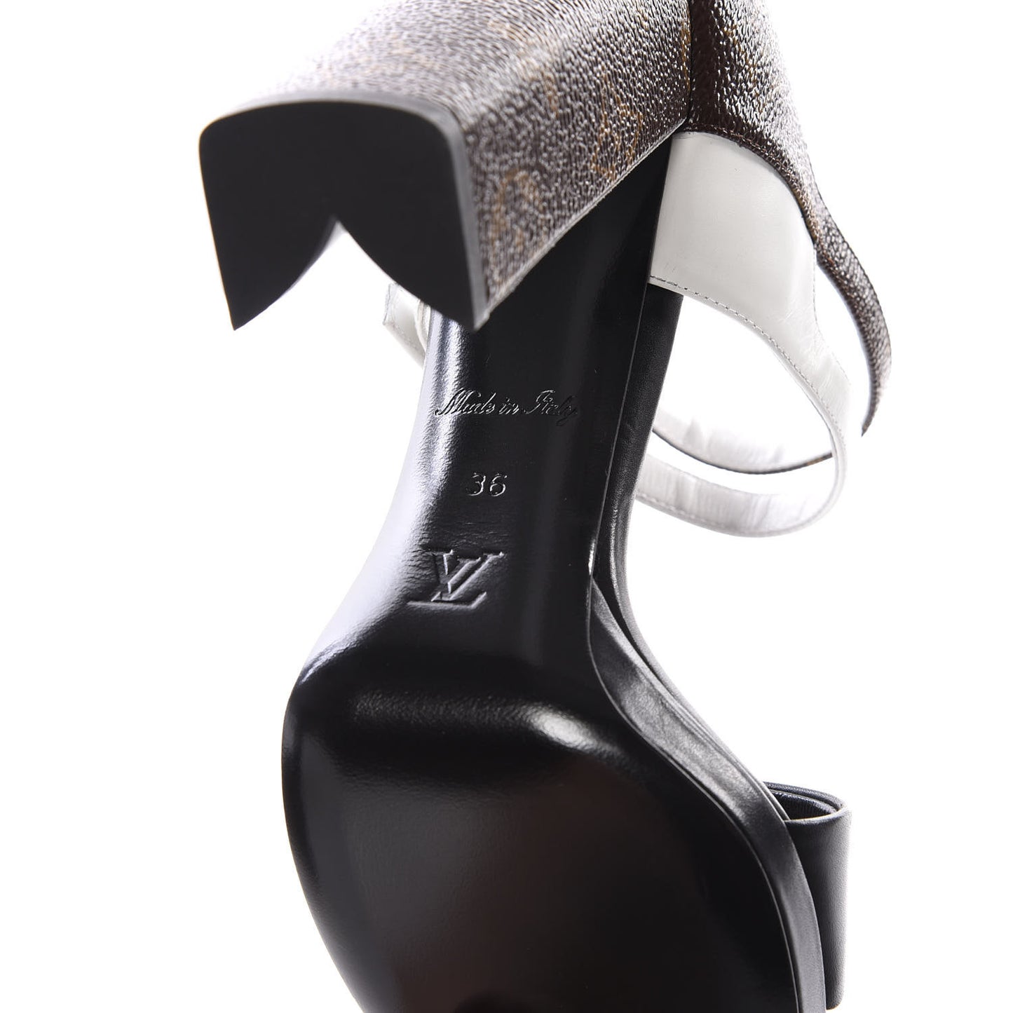 Calfskin Monogram Matchmake Cross Sandals 36 Black White