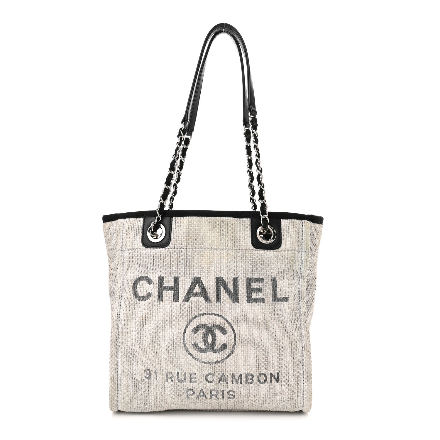 Chanel Woven Straw Raffia Mini Deauville Tote Grey 1 of 9
