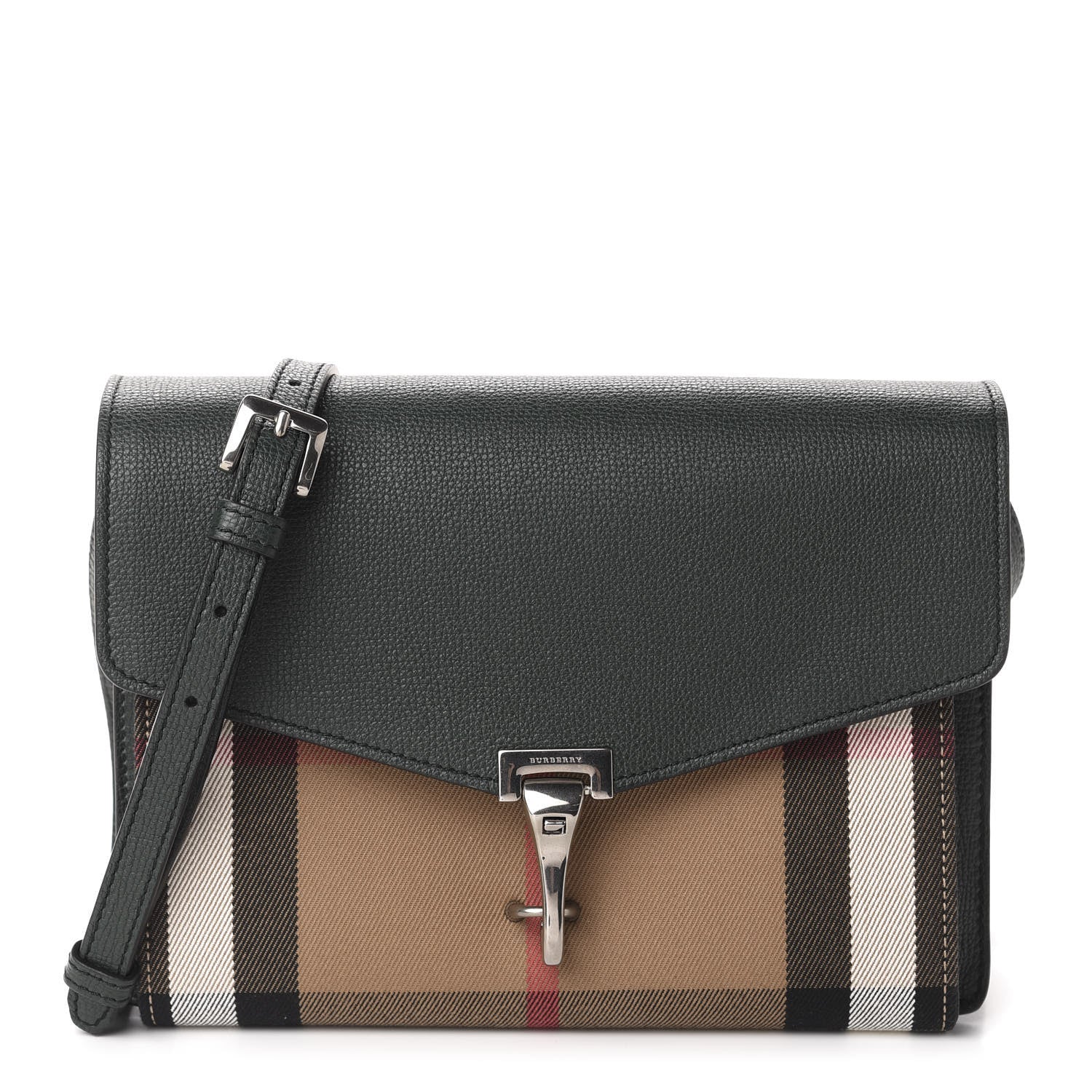 Burberry Derby Calfskin House Check Small Macken Crossbody Bag Dark Bottle Green 1 of 11
